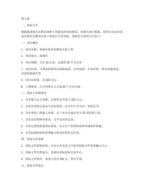 排洪沟整治改造工程招标(3篇)