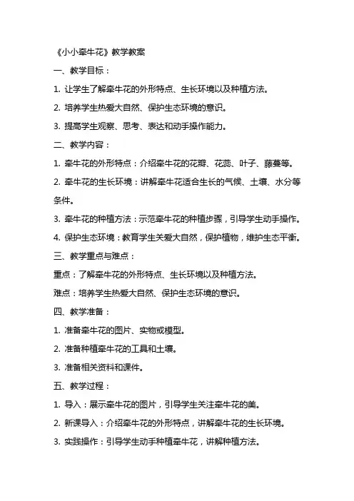 《小小牵牛花》教学教案