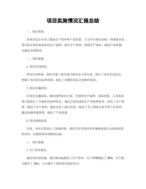 项目实施情况汇报总结