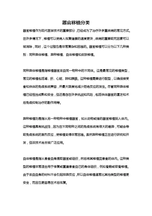 器官移植分类