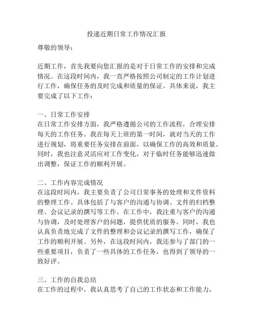 投递近期日常工作情况汇报
