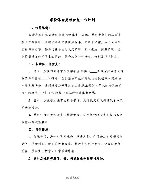 2023年学校体音美教研组工作计划(三篇)