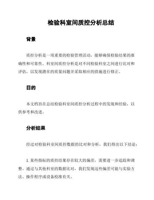 检验科室间质控分析总结