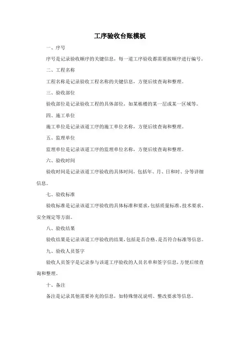 工序验收台账模板