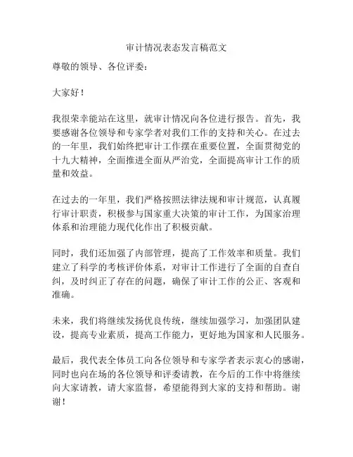 审计情况表态发言稿范文