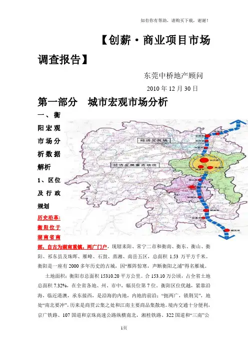 衡阳创薪商业项目市场调查报告上