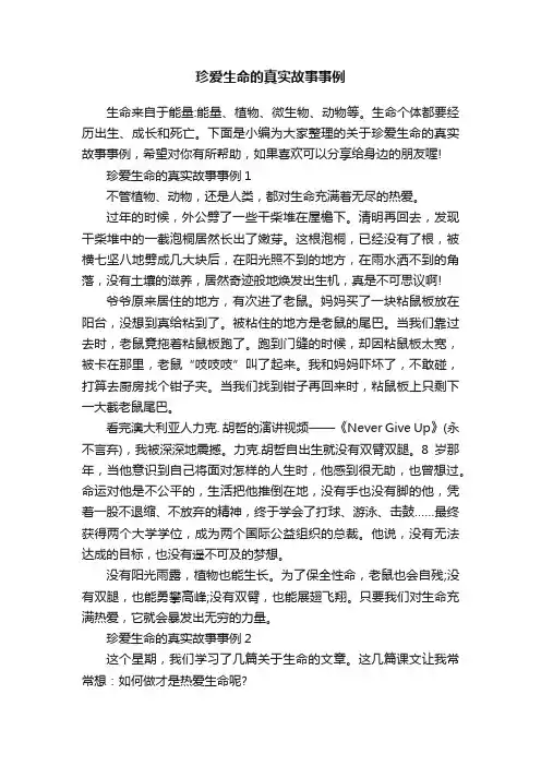 珍爱生命的真实故事事例