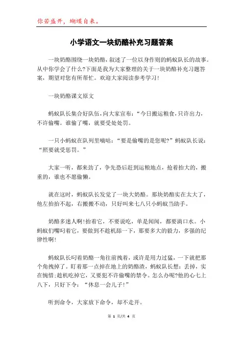 小学语文一块奶酪补充习题答案