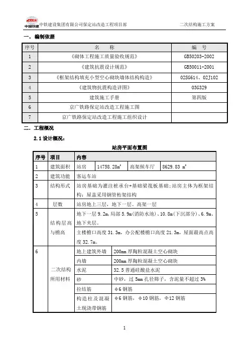 陶粒混凝土小型空心砌块二次结构施工方案