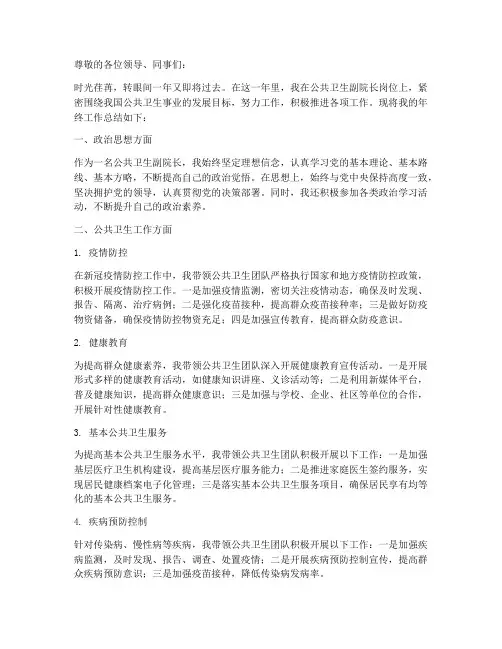 公共卫生副院长年终报告