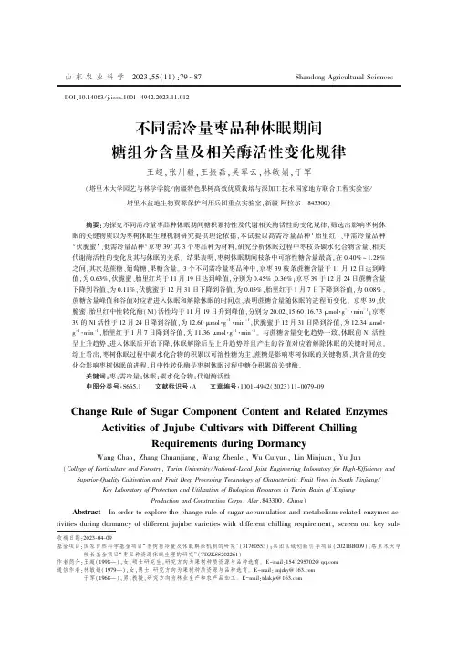 不同需冷量枣品种休眠期间糖组分含量及相关酶活性变化规律