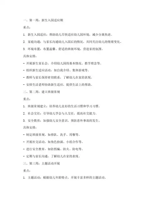 幼儿园七周工作计划周重点