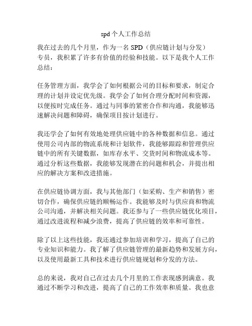 spd个人工作总结