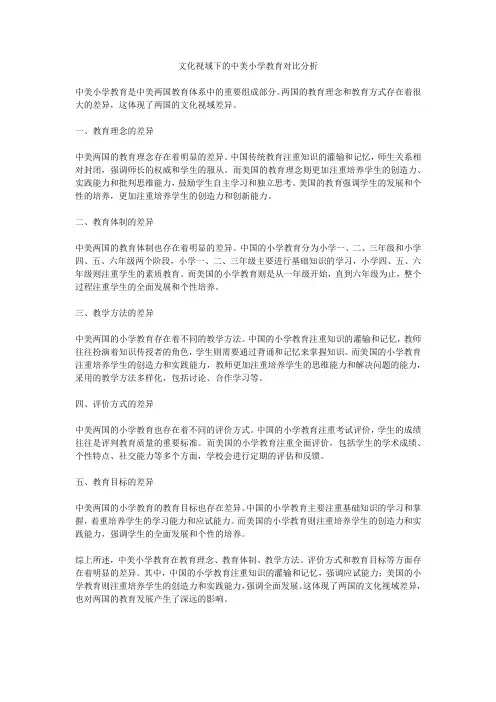 文化视域下的中美小学教育对比分析
