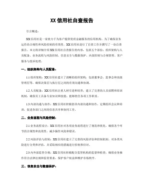 XX信用社自查报告