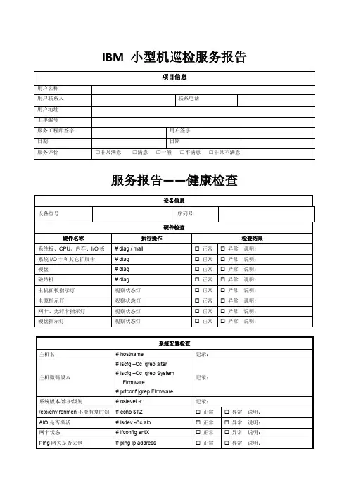 IBM 小型机巡检服务报告