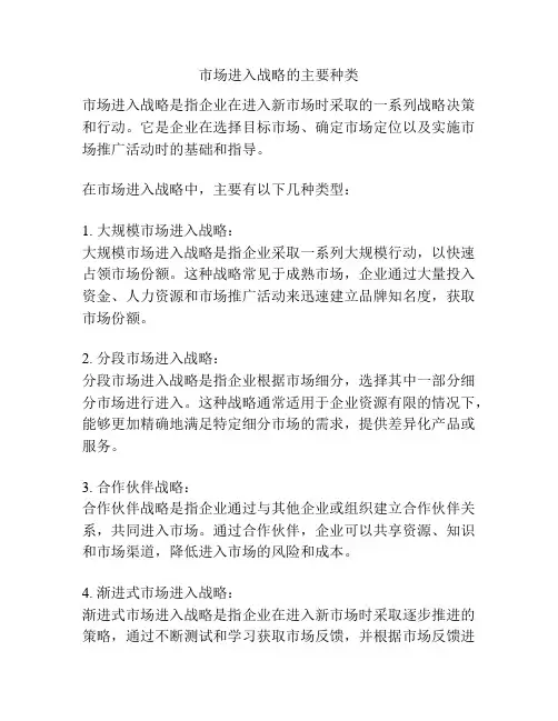 市场进入战略的主要种类