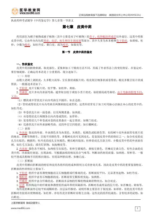 皮类中药-执业药师辅导《中药鉴定学》第七章第一节讲义