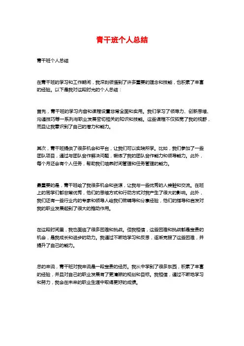 青干班个人总结