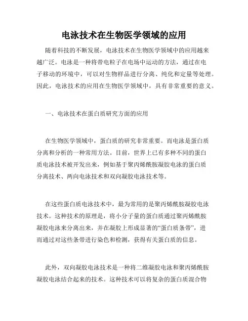 电泳技术在生物医学领域的应用