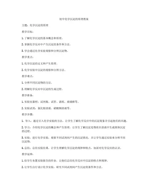初中化学沉淀的原理教案