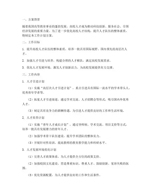 高校人才集聚工作计划方案