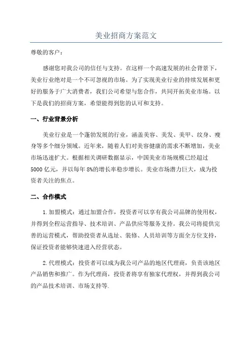 美业招商方案范文
