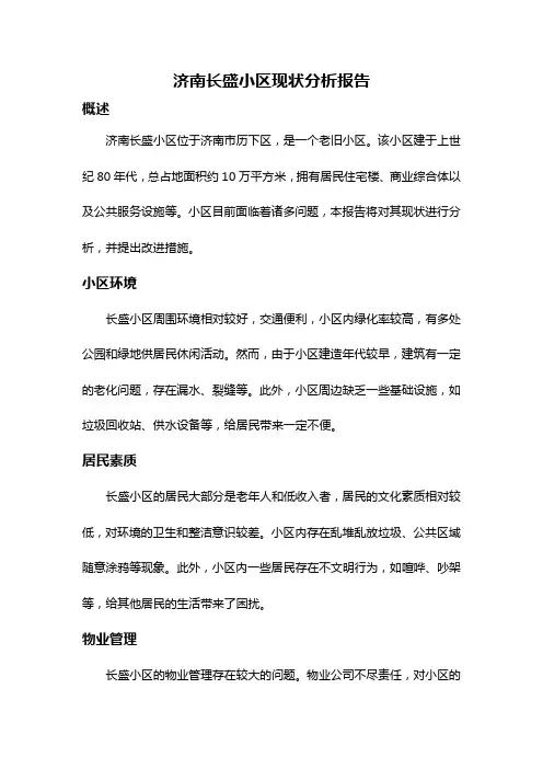 济南长盛小区现状分析报告