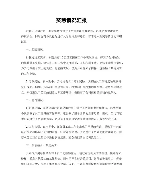 奖惩情况汇报