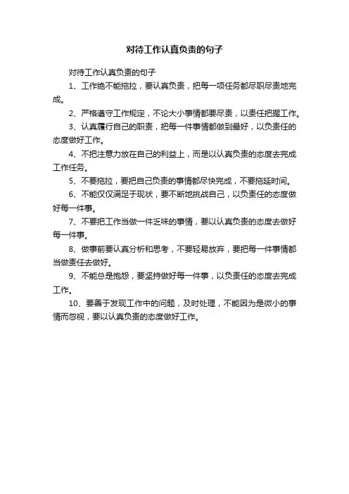 对待工作认真负责的句子