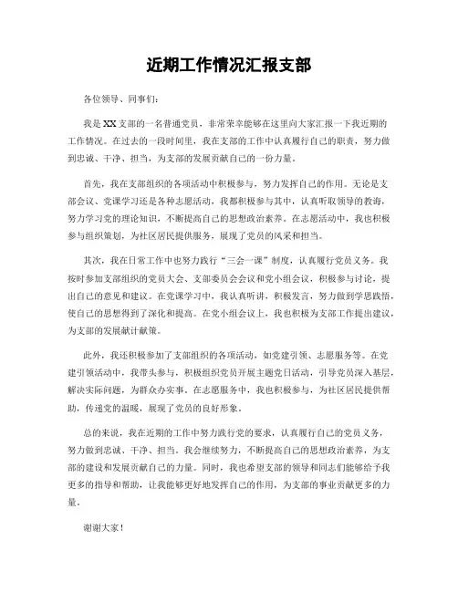 近期工作情况汇报支部