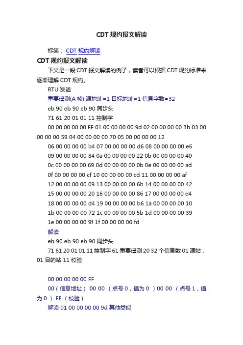 CDT规约报文解读