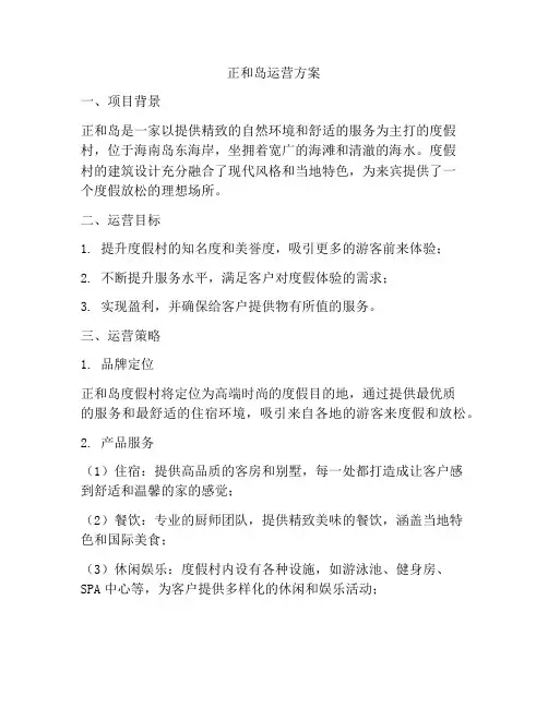 正和岛运营方案
