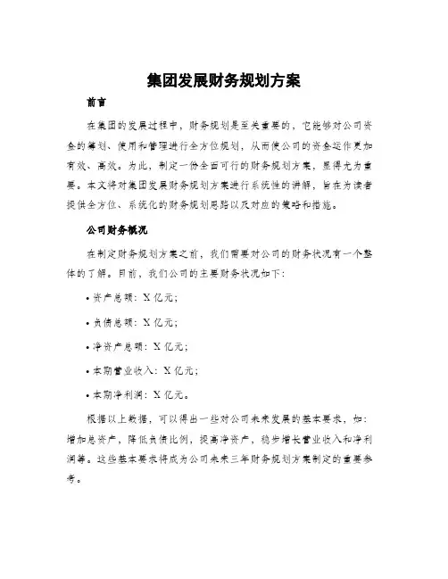集团发展财务规划方案