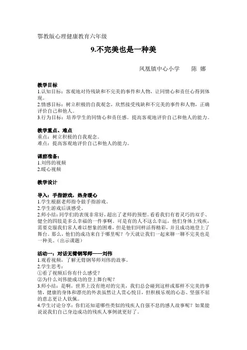 《不完美也是一种美》教学设计