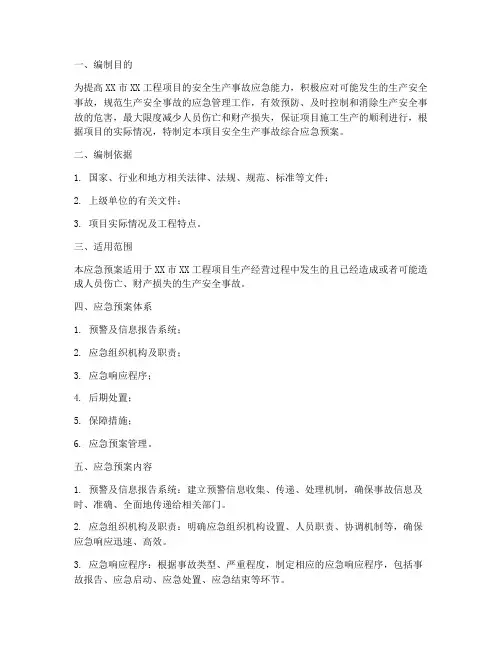 研究项目应急预案编制说明