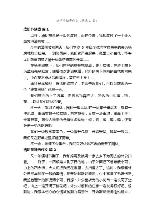 清明节踏青作文（精选17篇）
