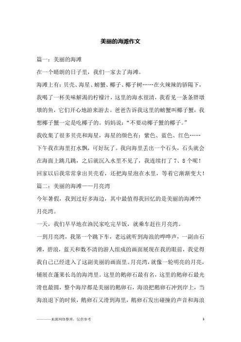 美丽的海滩作文