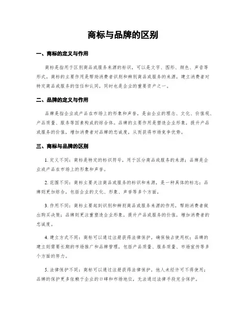 商标与品牌的区别