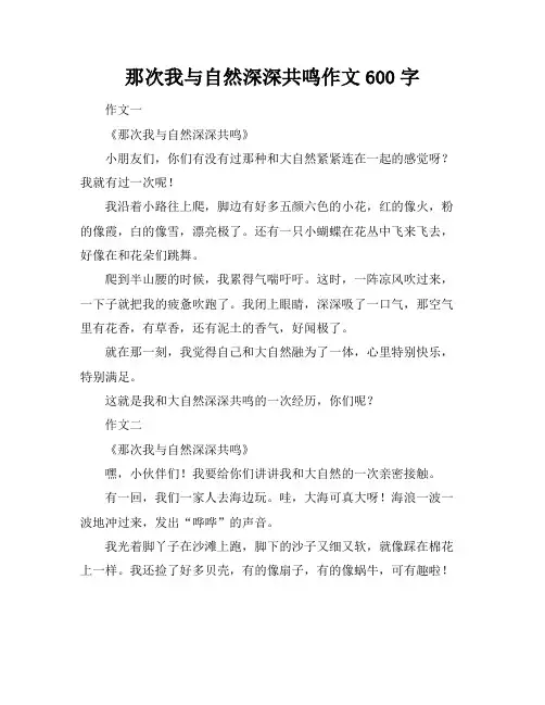 那次我与自然深深共鸣作文600字