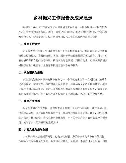 乡村振兴工作报告及成果展示