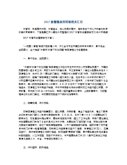 2017放管服自查报告范文汇总