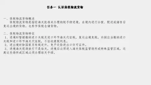 报关理论与实务课件项目六保税物流货物