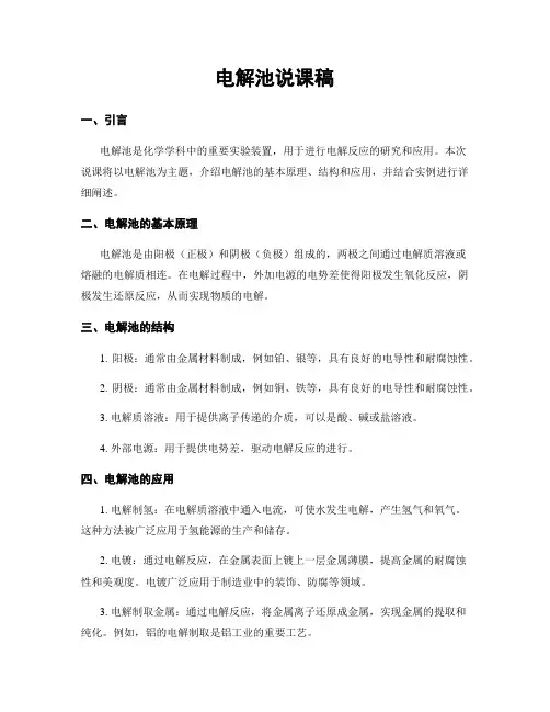 电解池说课稿