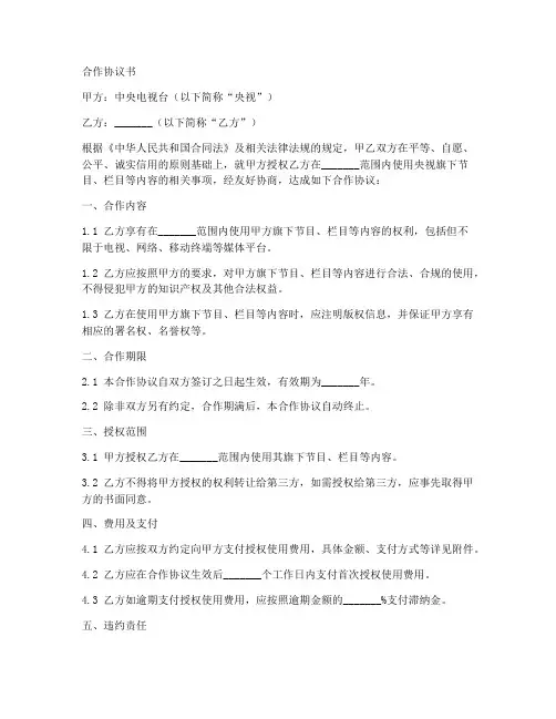央视合作协议范本