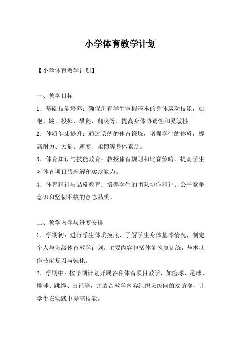 小学体育教学计划
