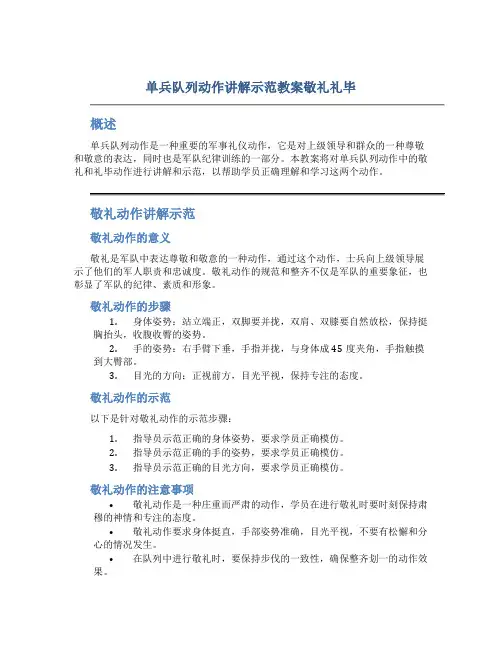 单兵队列动作讲解示范教案敬礼礼毕