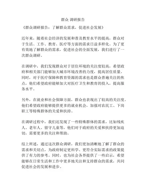 群众 调研报告