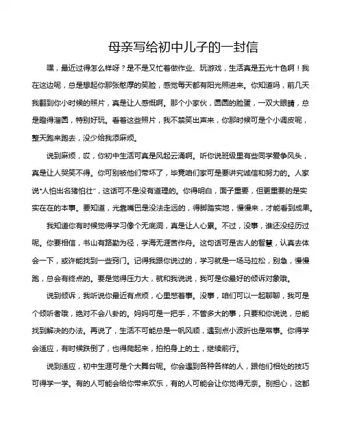 母亲写给初中儿子的一封信