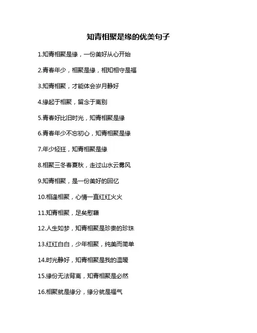 知青相聚是缘的优美句子
